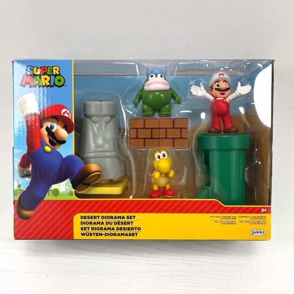 Nintendo Toys Super Mario Desert Diorama Fire Mario Toy Set By